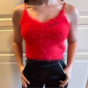 Fuzzy Red Tank Top. SMOKIN!